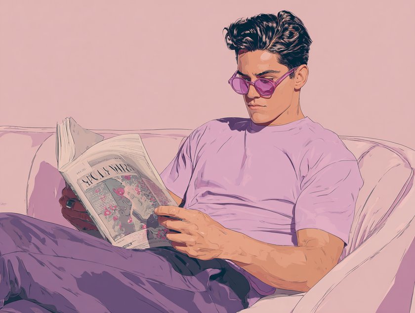 Mann liest Liebesroman Mann liest Liebesroman