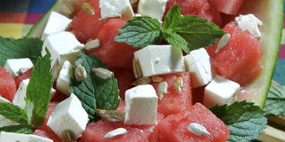 Sommersalat Melone mit Feta Sommersalat Melone mit Feta