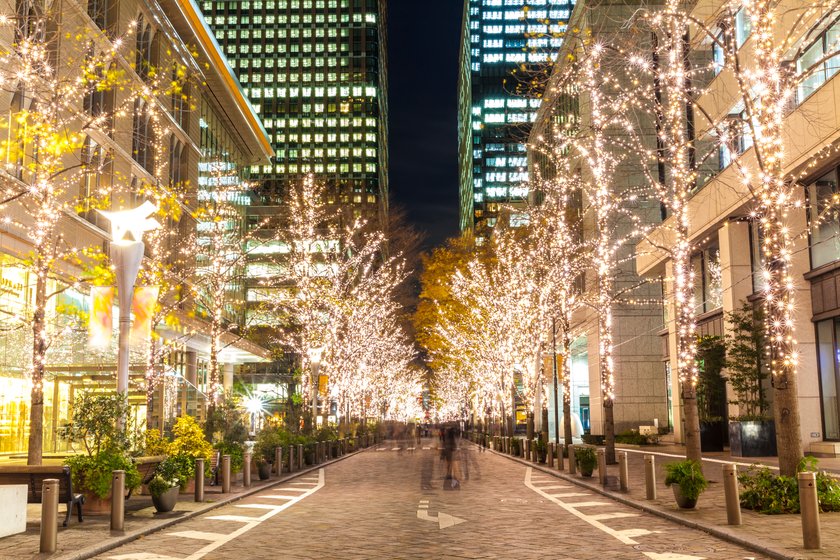 Straße Japan Weihnachten Beleuchtung