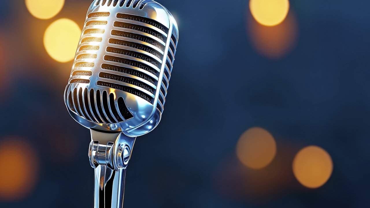 Ein glänzendes Retro-Mikrofon. Ein glänzendes Retro-Mikrofon.