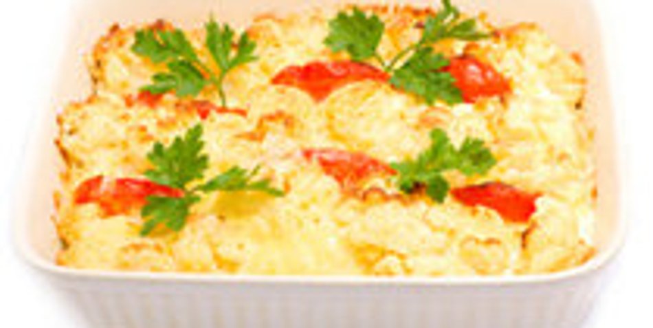 Püreeauflauf mit Tomaten und Mozzarella Püreeauflauf mit Tomaten und Mozzarella