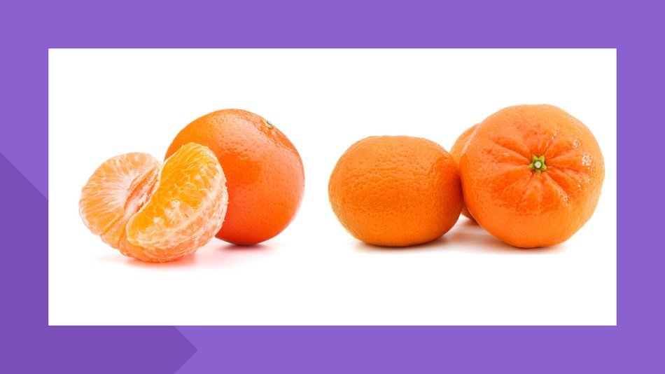 Mandarine (links) und Clementine (rechts) im Vergleich Mandarine (links) und Clementine (rechts) im Vergleich