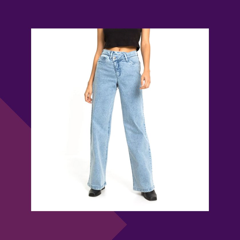 Bonprix Trendteile Weite Jeans mit schrägem Bund aus Bio-Baumwolle