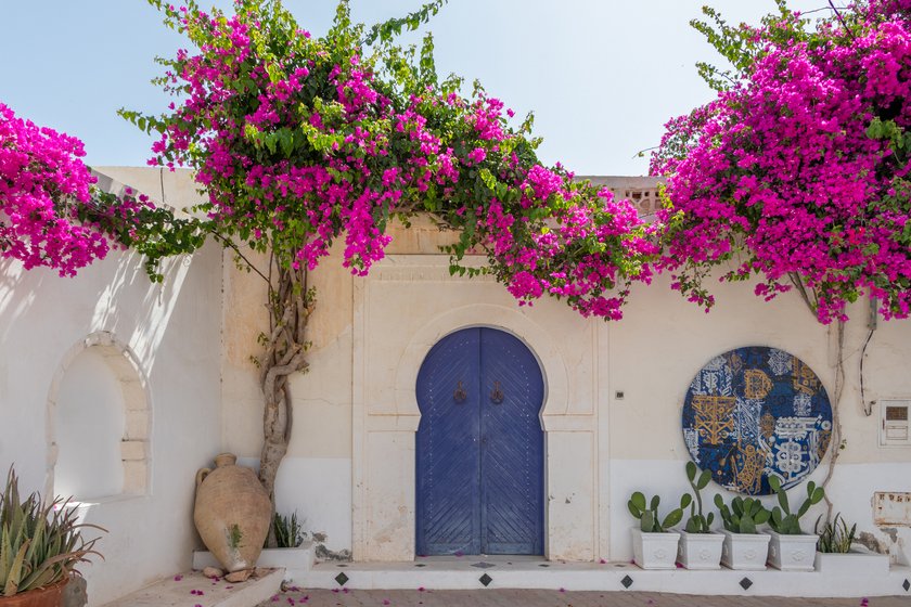 The traditional blue doors in Tunisia. This charming town Hara Sghira Er Riadh is known for its distinctive white buildings with blue accents, including doors and window frames. The traditional blue doors in Tunisia. This charming town Hara Sghira Er Riadh is known for its distinctive white buildings with blue accents, including doors and window frames.