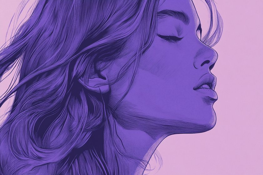 Illustration einer Frau mit geschlossenen Augen Illustration einer Frau mit geschlossenen Augen