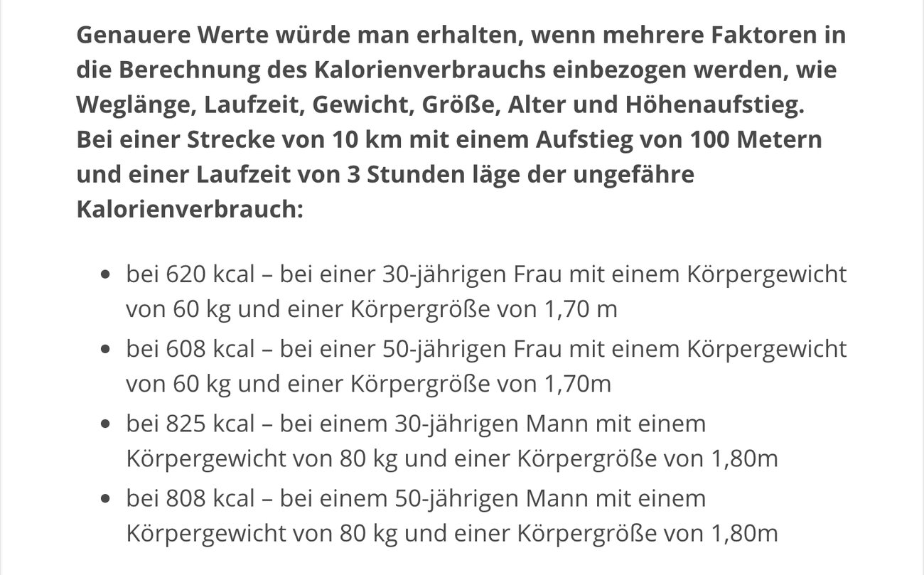 Beispielrechnung Kalorienverbrauch wandern Beispielrechnung Kalorienverbrauch wandern