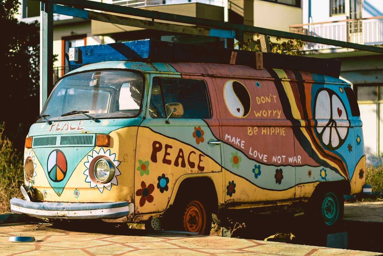 Hippie VW-Van Sonnenblume Hippie VW-Van Sonnenblume