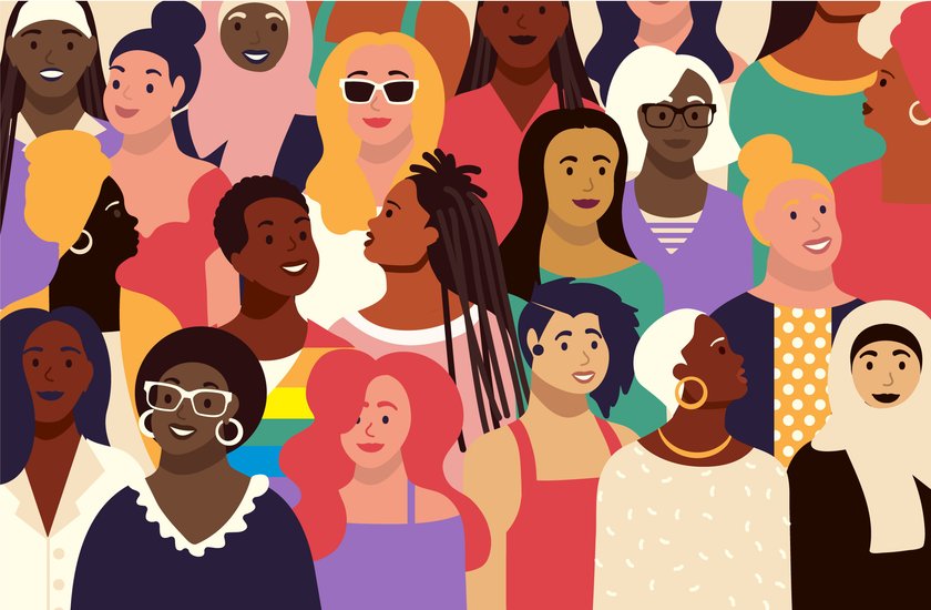 Illustration von einer Gruppe unterschiedlicher Frauen