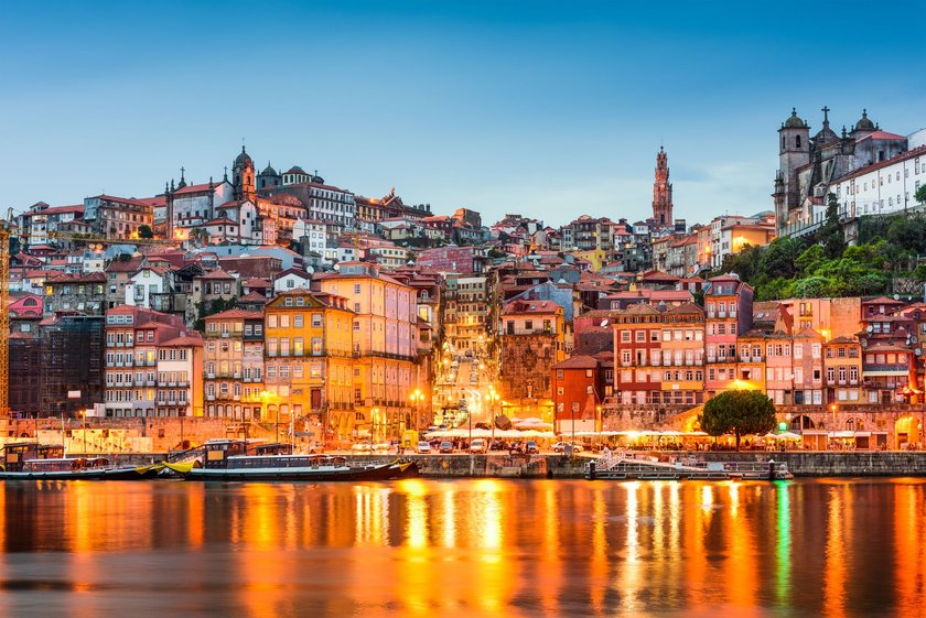 Porto, Portugal old city skyline from across the Douro River.