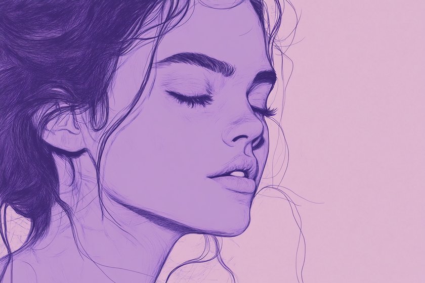 Illustration einer Frau mit geschlossenen Augen