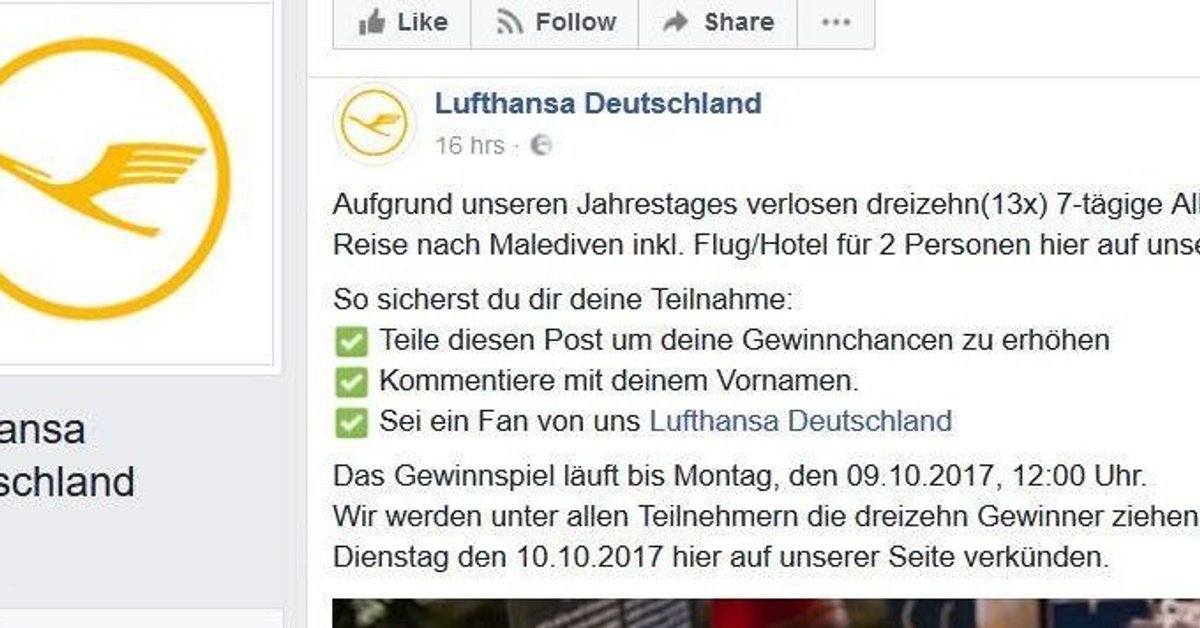 Mieser Trick Lufthansa Gewinnspiel Ist Fake Desired De