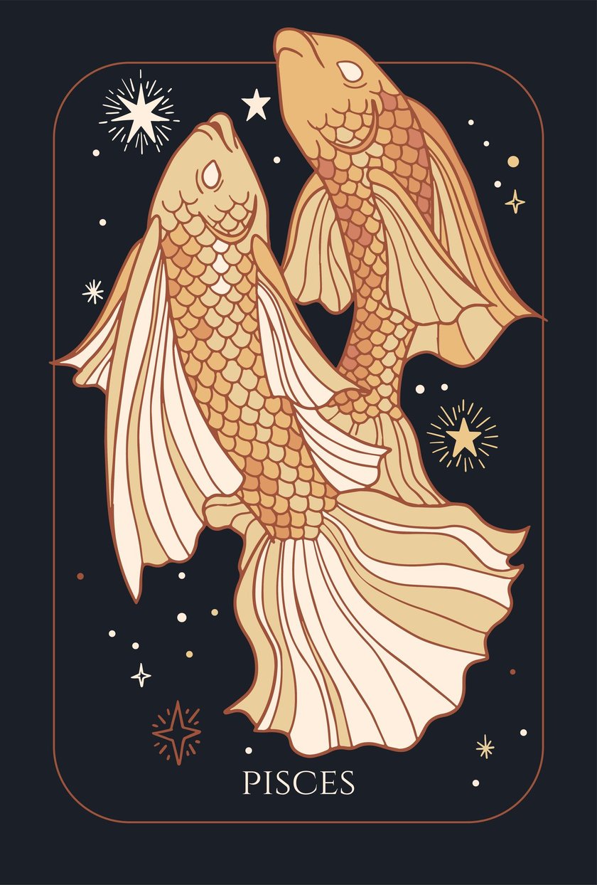 Zodiac sign Pisces, Illustration of fishes for zodiac sign