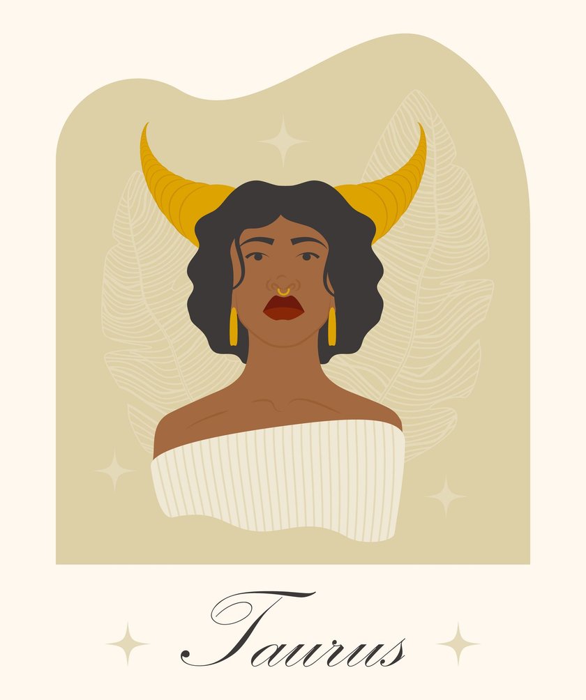 Taurus zodiac sign black woman cartoon vector illustration. Mystic afro lady, horoscope sign personality. Character for commercial, printing design