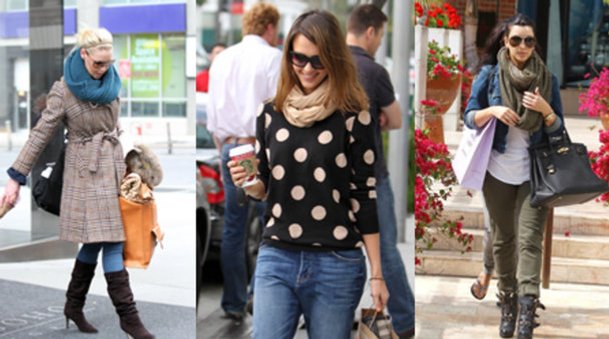 Katherine Heigl, Jessica Alba und Kim Kardashian mit Schlauchschals Katherine Heigl, Jessica Alba und Kim Kardashian mit Schlauchschals