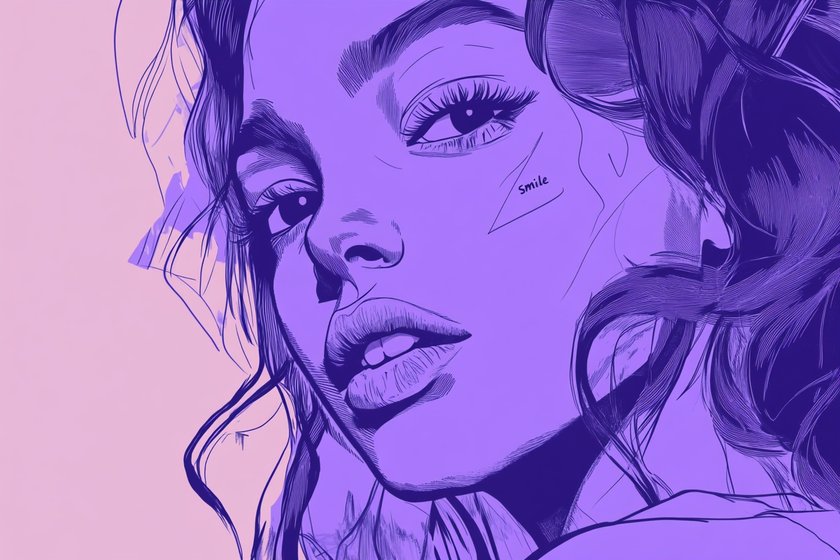 Illustration einer Frau mit ernstem Blick