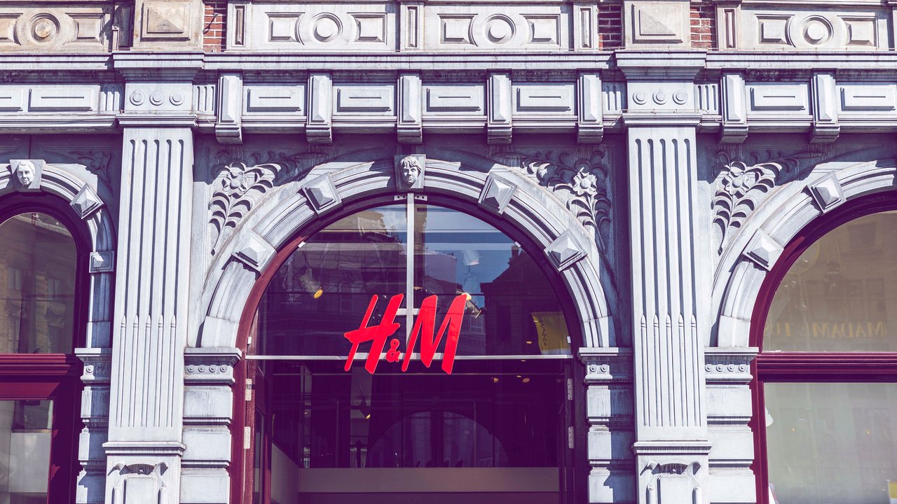 Amsterdam, Netherlands - September 7, 2018: Facade of a H&amp;M clothing store in the center of Amsterdam, Netherlands