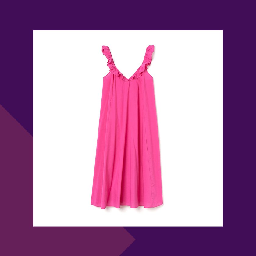Trägerkleid Volants pink H&M