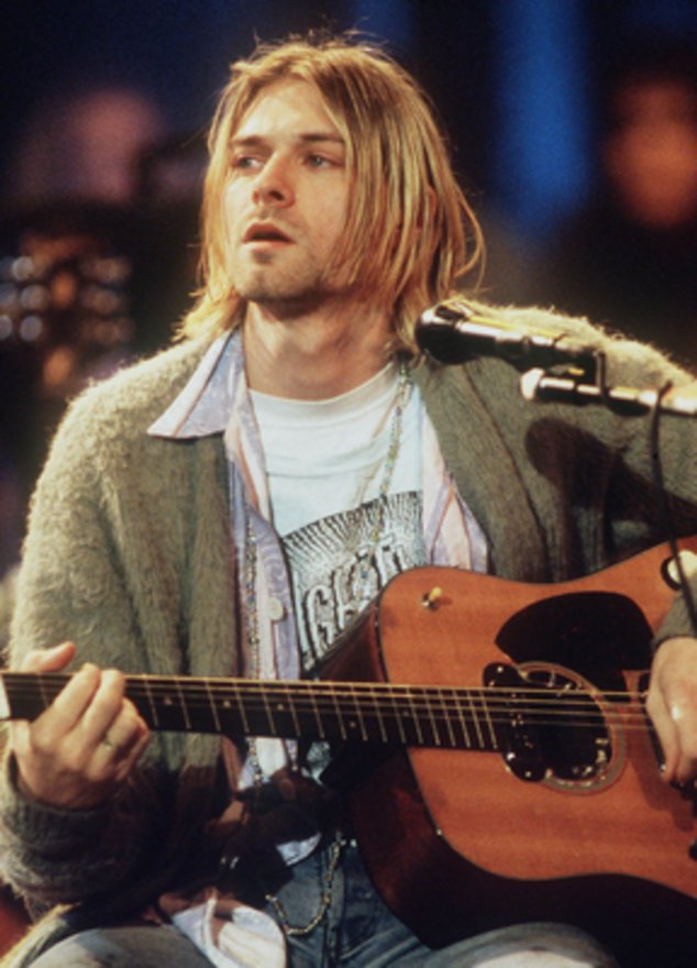 Kurt Cobain spielt Gitarre. Kurt Cobain spielt Gitarre.