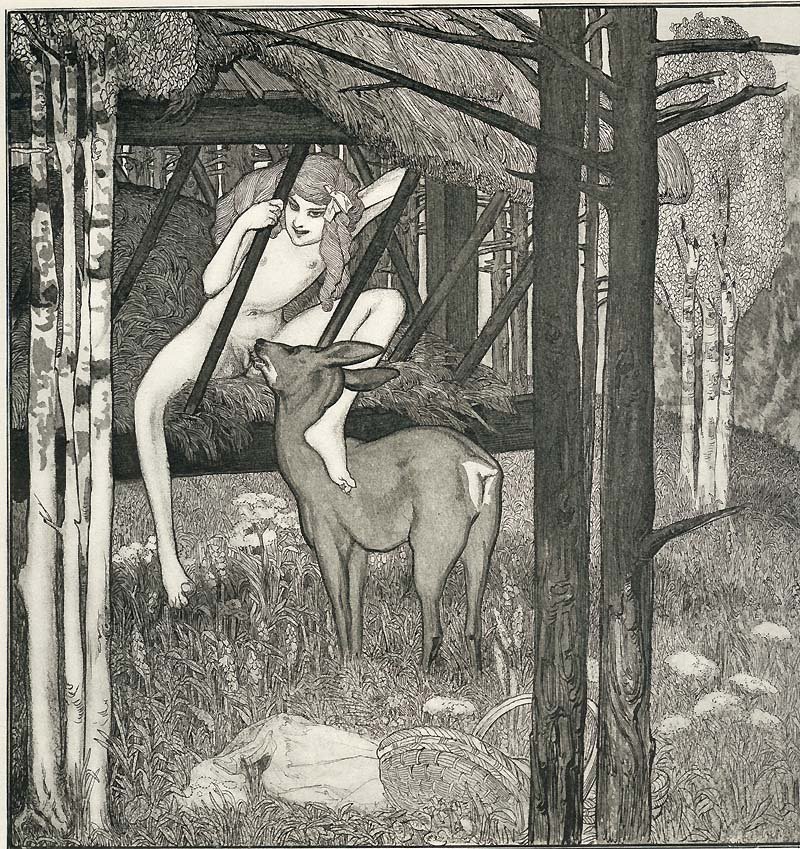 Mädchen beim Oralsex mit einem Reh, Franz von Bayros