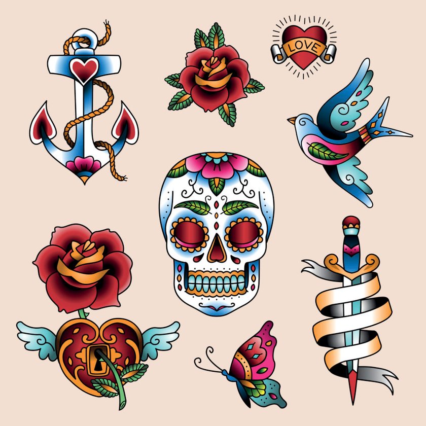 50 tolle Vorlagen für dein Old-School-Tattoo