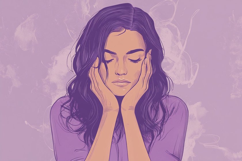 Illustration einer Frau mit gesenktem Blick