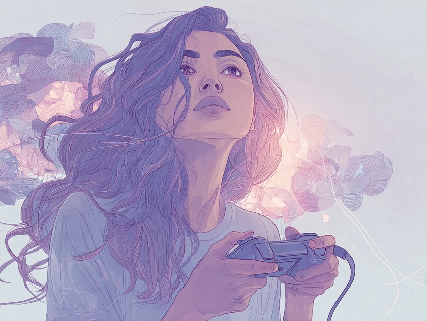 Frau spielt Videospiel