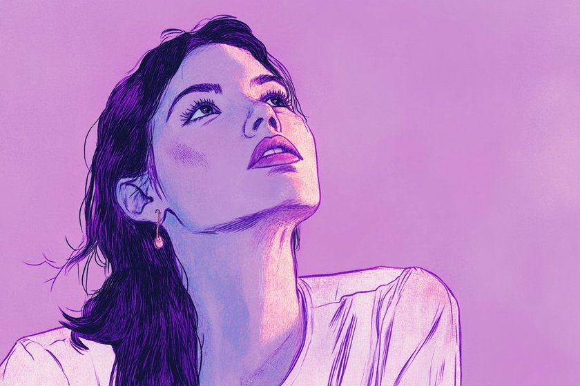 Illustration einer Frau, die nach oben schaut