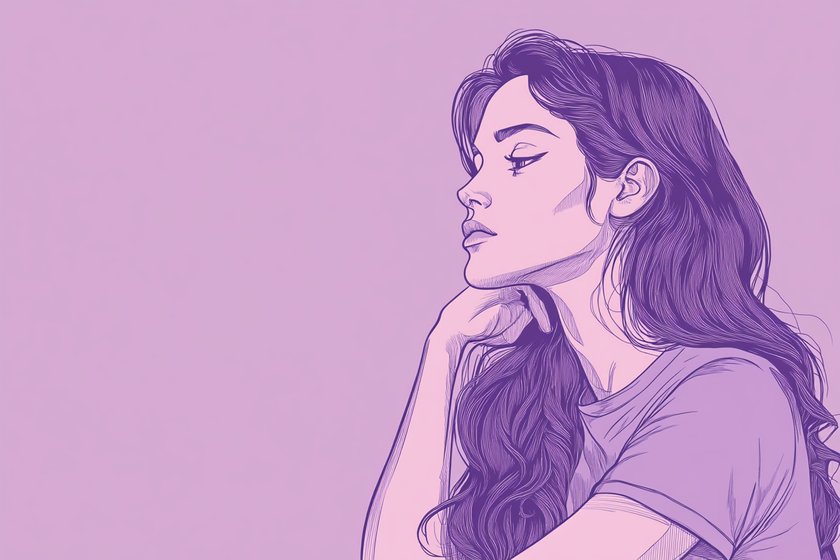 Illustration einer Frau mit gesenktem Blick