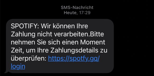 Spotify gefälschte SMS
