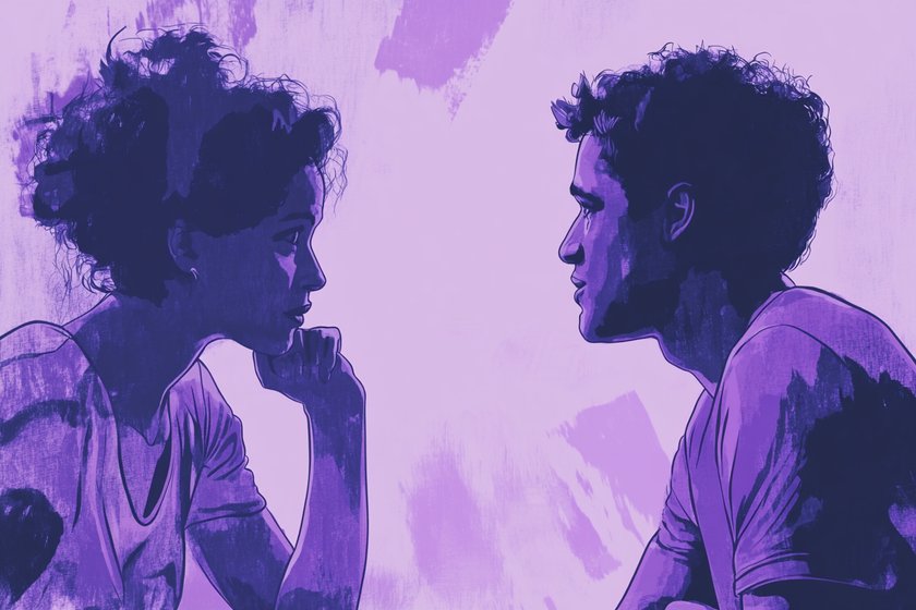 Illustration eines Paares, das spricht
