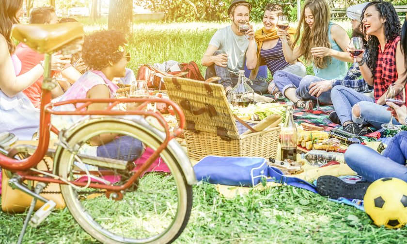 Freunden machen ein Picknick im Park