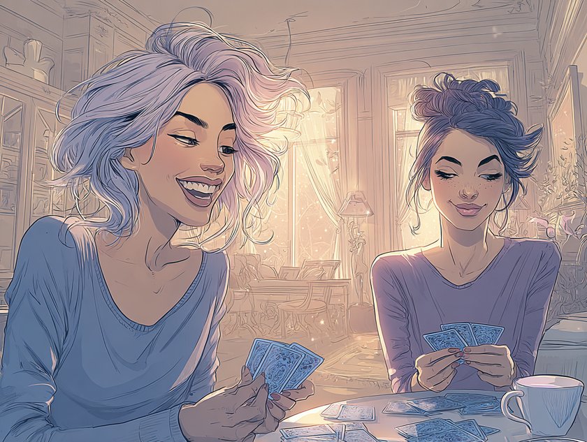 Frauen spielen Karten