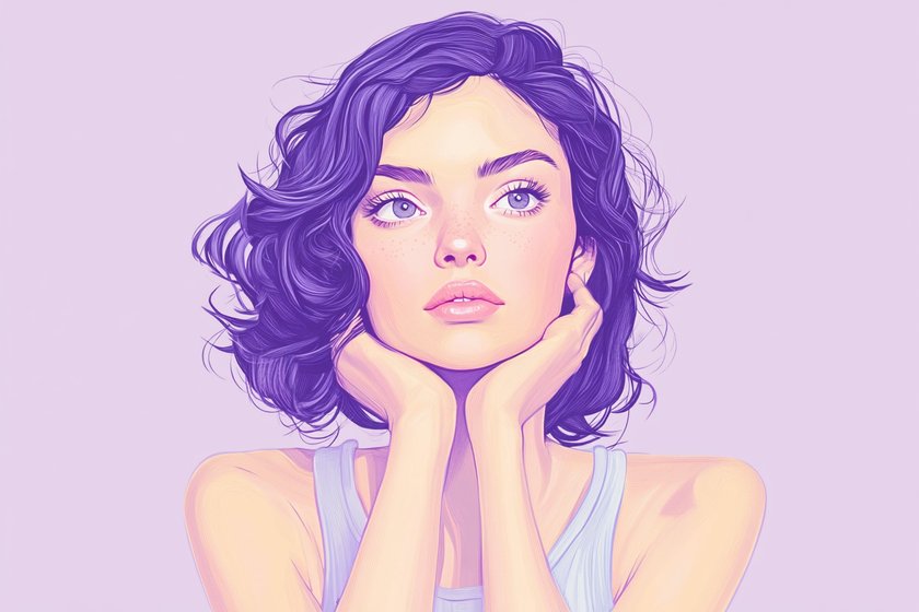 Illustration einer Frau, die ihren Kopf in die Hände stützt
