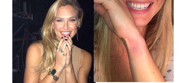 Bar Refaeli trägt einen Schmetterling auf dem Handgelenk Bar Refaeli trägt einen Schmetterling auf dem Handgelenk
