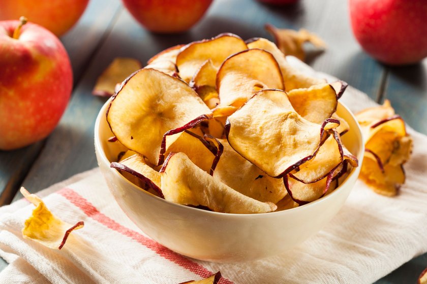 Baked Dehydrated Apples Chips in a Bowl