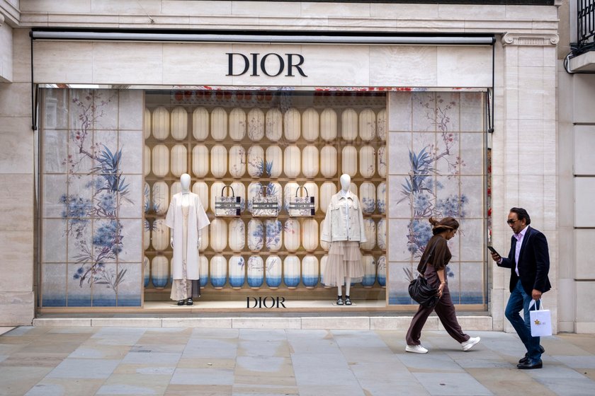 Dior on Bond Street on 1st June 2025 in London, United Kingdom. Bond Street is one of the principal streets in the West End shopping district and is very upmarket. It has been a fashionable shopping street since the 18th century. The rich and wealthy shop here mostly for high end fashion and jewellery. (photo by Mike Kemp/In Pictures via Getty Images)