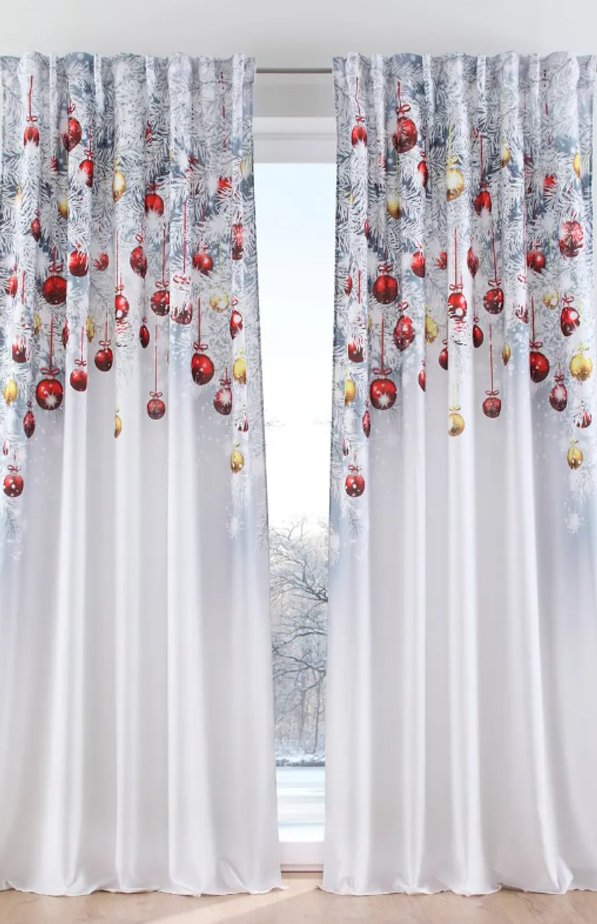 Vorhang mit weihnachtlichem Druck