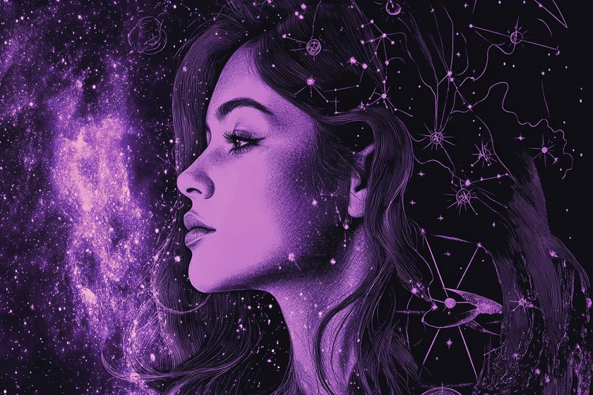 Illustration einer Frau mit astrologischen Symbolen