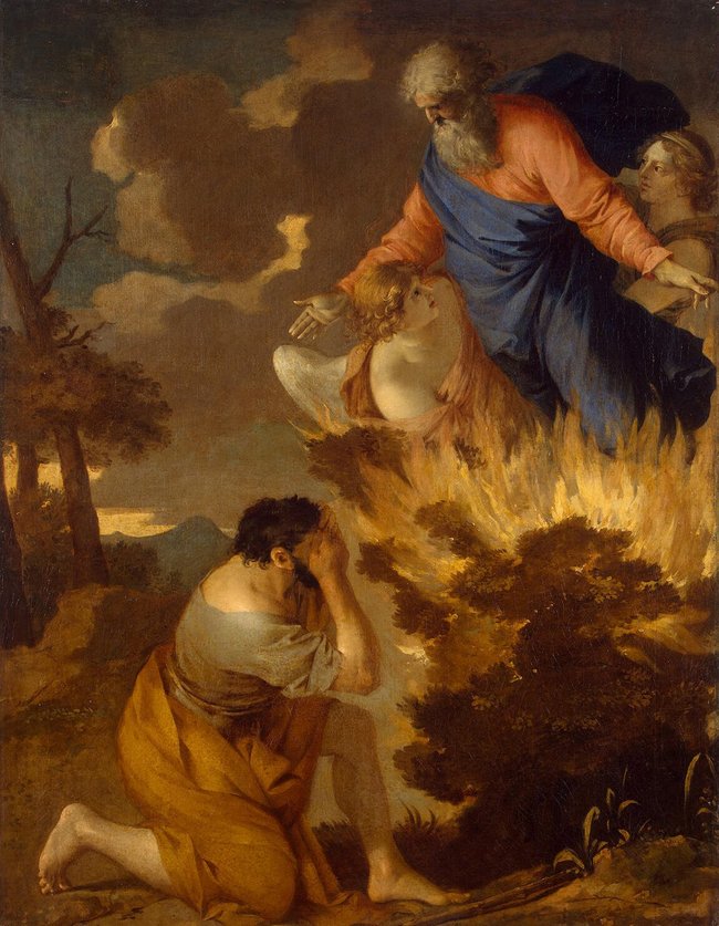 „Moses am brennenden Dornbusch" (Sébastien Bourdon)