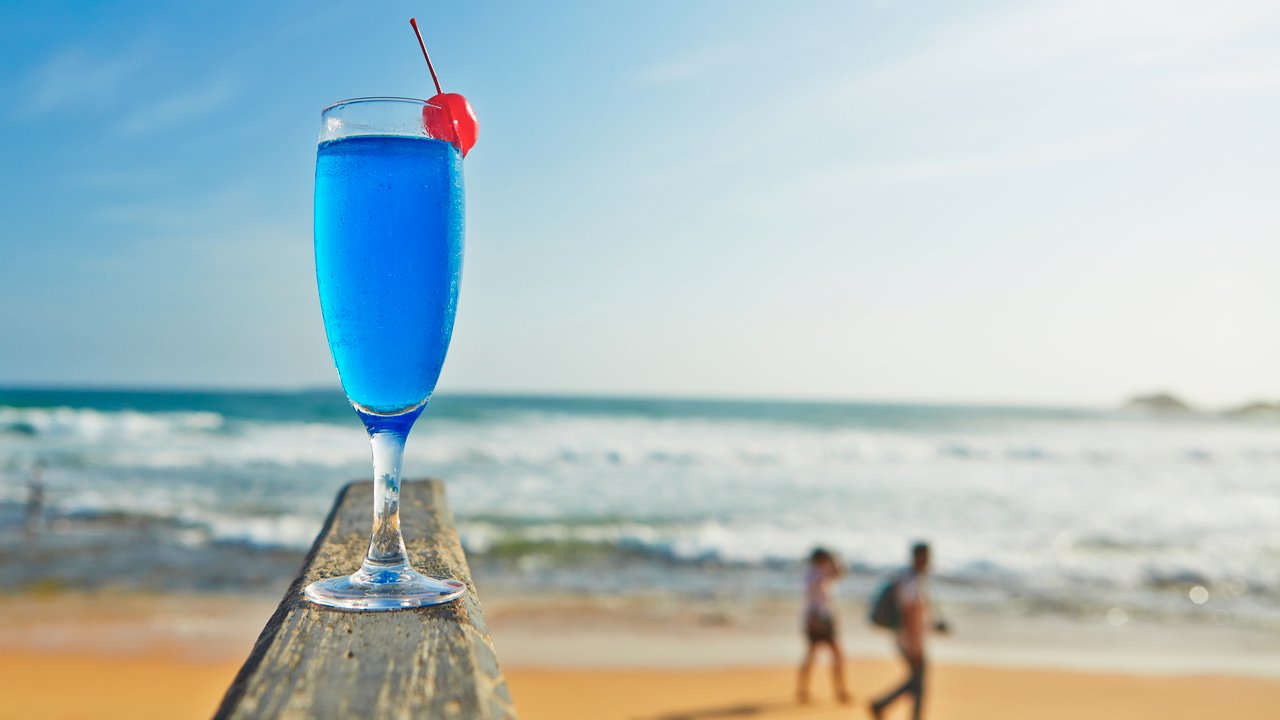 Blue lagoon drink on the beach, Sri Lanka