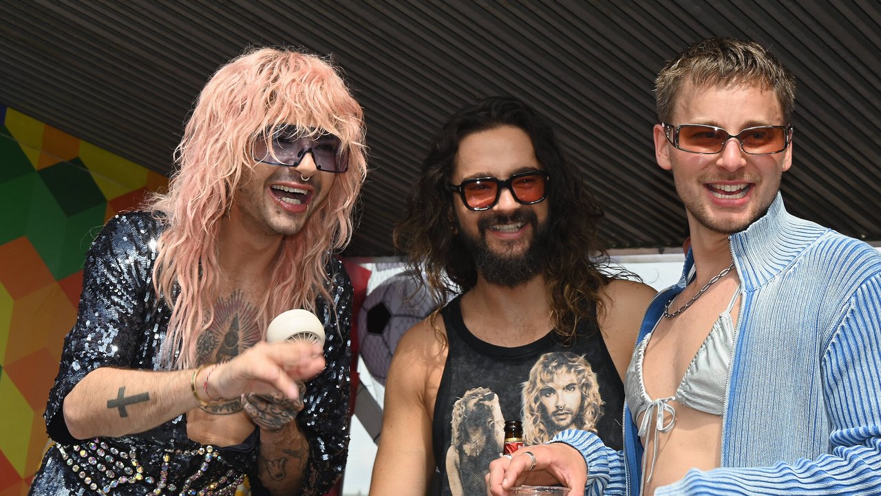 Bill Kaulitz, Tom Kaulitz und Timmi Trinks beim CSD in Köln