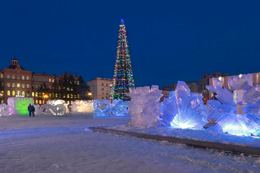 Eisskulpturen Russland Weihnachten