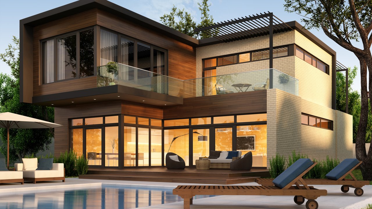 Beautiful modern house with garden, outdoor
