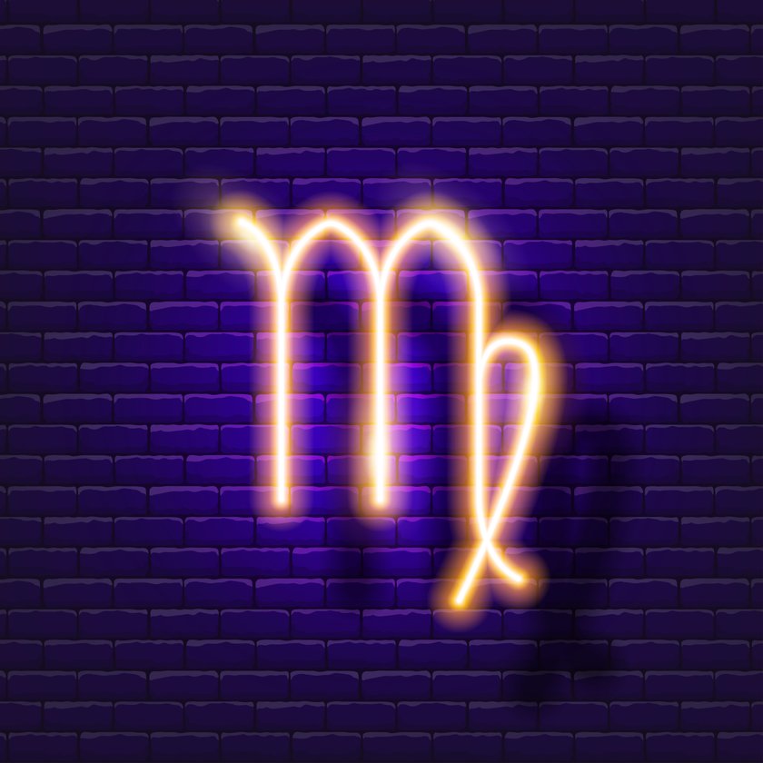 Virgo zodiac sign neon icon. Astrological zodiac signs glowing symbol.