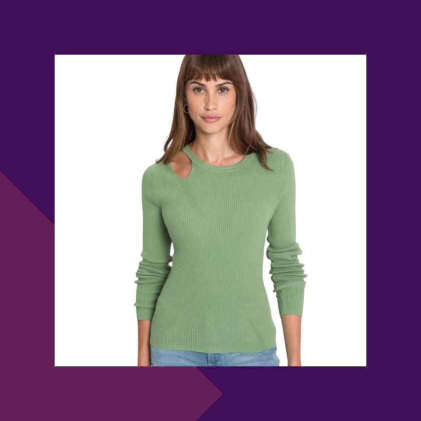 frau in pullover mit cut out