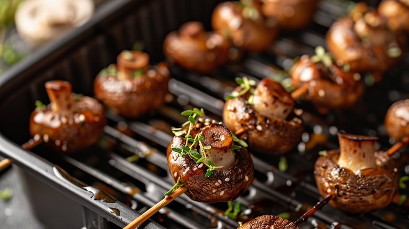 Mini-Pilzspieße mit Honig-Senf-Marinade