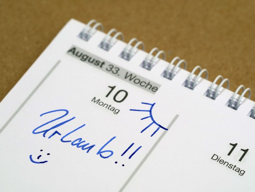 Kalender mit Urlaubseintrag