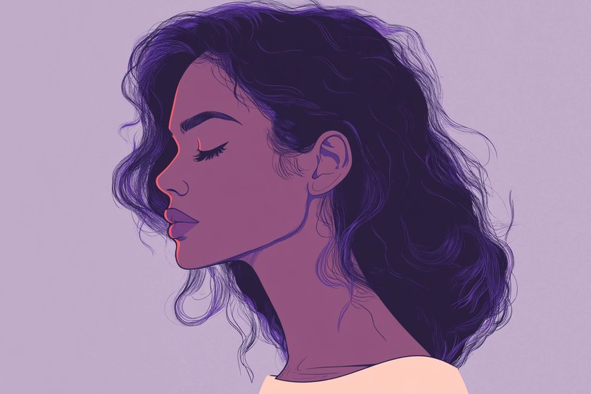 Illustration einer Frau mit gesenktem Blick