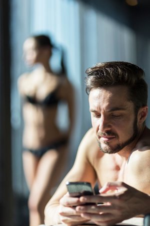 Cheating husband texting his lover Cheating husband texting his lover