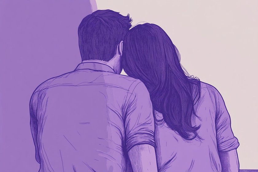 Illustration eines Paares, das zusammen sitzt